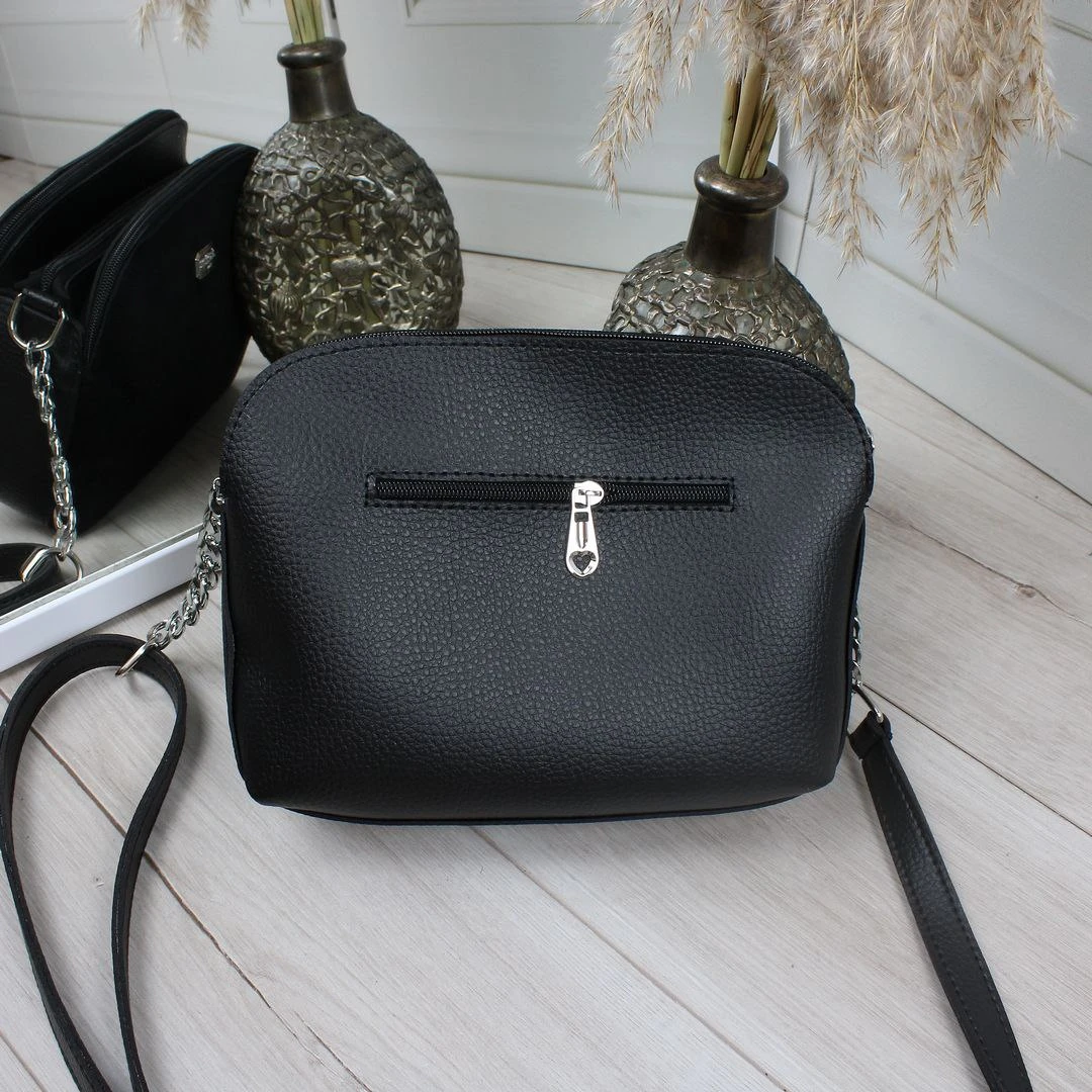 Жіноча сумка чорна крос-боді зі шкірозамінника та замші – практична класика